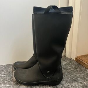 Crocs: Tall Black Rain Boots with Pull Tabs